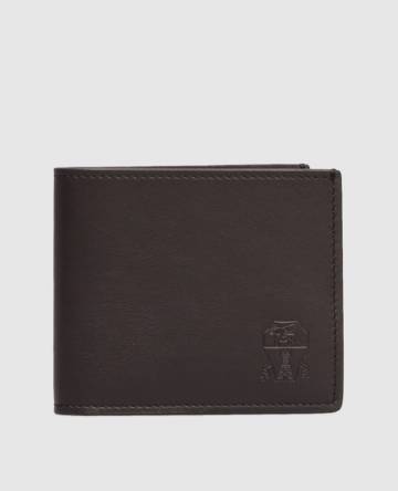 Коричневый кожаный портмоне с тиснением эмблемы