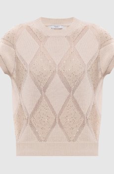 Бежевый топ в геометрический узор