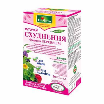 Фиточай Dr. Фіто Похудение Формула Superslim в пакетиках, 20*1.5 г Фиточай Dr. Фіто Похудение Формула Superslim в пакетиках, 20*1.5 г