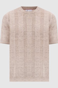 Бежевая футболка с леном