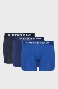 Мужские синие боксеры (3 шт) Boxer briefs Синий XL G-Star RAW D23773,D516