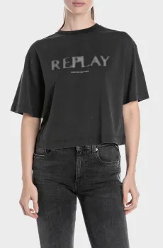 Женская черная футболка Черный S Replay W3410 .000.22658M
