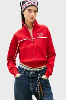 Женская красная спортивная кофта TOMMY GIRL KNITTED TRACK Красный M Tommy Jeans DW0DW22503