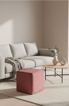 Квадратна пуф з оксамитовим покриттям - пильно-рожевий