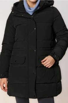 Квітована куртка puffer з капюшоном - чорний