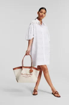 Женское белое платье SSLV EMBROIDERY Белый 42 Karl Lagerfeld 241W1306