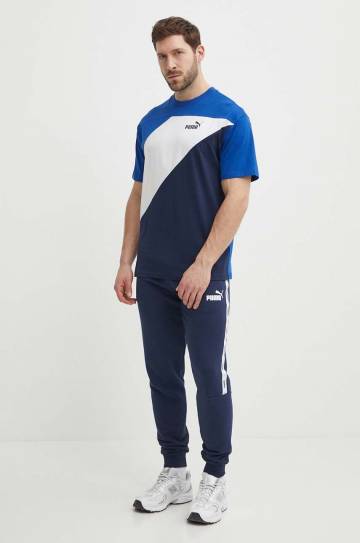 Хлопковая футболка Puma POWER мужская цвет синий узорный 678929 Хлопковая футболка Puma POWER мужская цвет синий узорный 678929