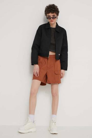 Хлопковые шорты Dickies FISHERSVILLE цвет коричневый однотонные высокая посадка DK0A4YRY Хлопковые шорты Dickies FISHERSVILLE цвет коричневый однотонные высокая посадка DK0A4YRY