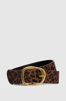 Коричневый комбинированный ремень в анималистичный принт