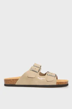 Мужские бежевые замшевые слайдеры BIO SUEDE M Бежевый 43 Pepe Jeans PMS90112
