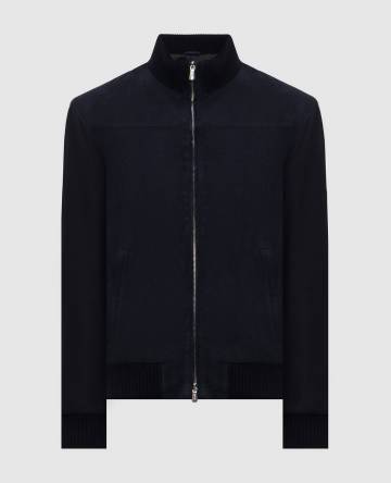 Синяя куртка из замши и кашемира