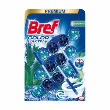 Твердый туалетный блок Bref Color Aktiv Эвкалипт, 3*50 г Твердый туалетный блок Bref Color Aktiv Эвкалипт, 3*50 г