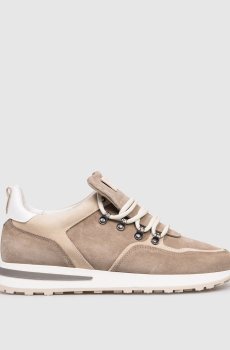 Коричневые замшевые кроссовки с патчем логотипа