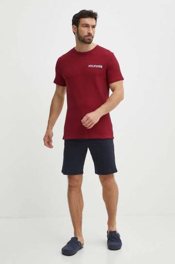 Хлопковая футболка lounge Tommy Hilfiger цвет красный однотонный Хлопковая футболка lounge Tommy Hilfiger цвет красный однотонный