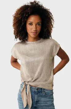 Женский бежевый топ Short sleeve lurex rib t-shirt Бежевый XS Mexx MF007804051W