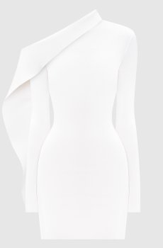 Белое платье мини на одно плечо