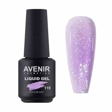 Жидкий гель для наращивания ногтей Avenir Cosmetics Liquid Gel с блестками, 119, 15 мл Жидкий гель для наращивания ногтей Avenir Cosmetics Liquid Gel с блестками, 119, 15 мл