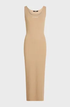 Женское бежевое платье sleeveless rib knit dress Бежевый L Karl Lagerfeld 245W1332