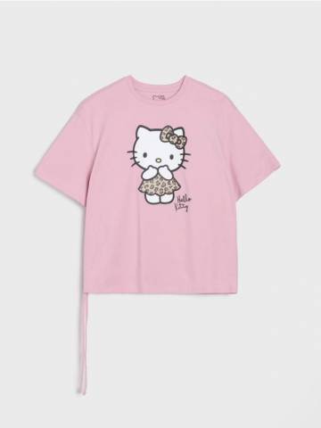 Бавовняна футболка з принтом Hello Kitty - пильно-рожевий Бавовняна футболка з принтом Hello Kitty - пильно-рожевий