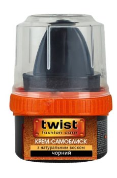 Крем-самоблиск для обуви Twist Fashion Care для гладкой кожи, с натуральным воском, черный, 50 мл