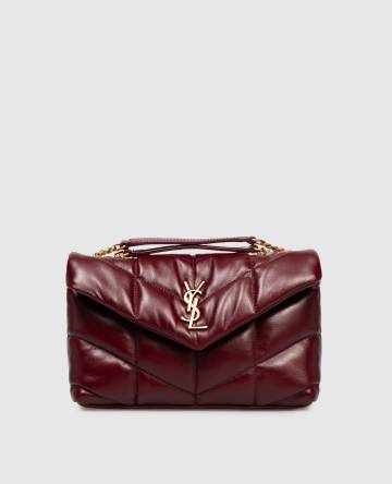 Бордовая кожаная стеганная сумка кросс-боди