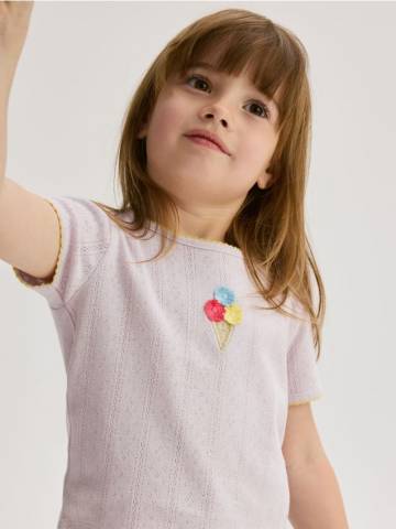 Reserved - Футболка з вишивкою - лавандовий - 386EC-04X