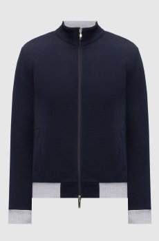 Синяя спортивная куртка с контрастными манжетами