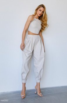 Бежевий бавовняний комплект з топом