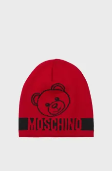 Женская красная шерстяная шапка Красный ONESIZE Moschino 65200 - M2638
