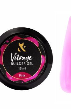 Витражный строительный гель для ногтей F.O.X Vitrage Builder Gel, Pink, 15 мл
