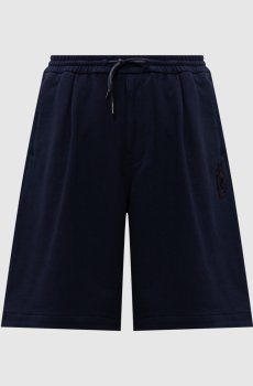 Синие шорты с брендовой нашивкой