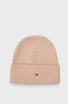 Женская пудровая шапка ESSENTIAL FLAG FUZZY BEANIE Розовый ONESIZE Tommy Hilfiger AW0AW16633