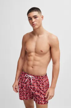 Мужские красные плавательные шорты с узором Красный XL HUGO 50474322;611