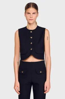 Женский черный жилет Черный 34 Sandro SFPTO00817_Black