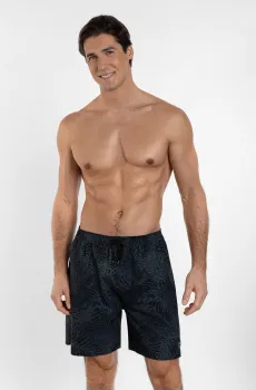 Мужские черные плавательные шорты с узором Черный M MARC&ANDRE MS24-06