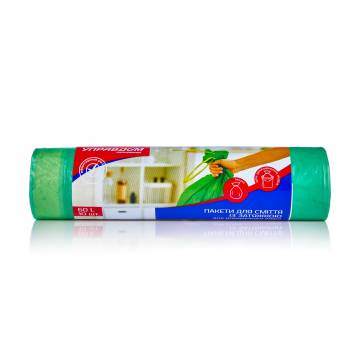 Пакеты для мусора Управдом экономный, с затяжкой, зеленые, 60 л, 10 шт Пакеты для мусора Управдом экономный, с затяжкой, зеленые, 60 л, 10 шт