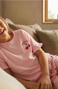 Двокомплектна бавовняна піжама - пастельний рожевий