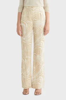 Женские бежевые брюки с узором WAVE PRINT WIDE LEG Бежевый 34 Calvin Klein K20K205220