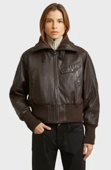 Женская коричневая кожаная куртка Коричневый S G-Star RAW D29915,D555
