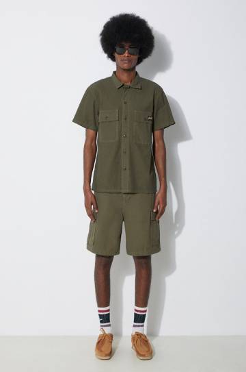Хлопковая рубашка Stan Ray Cpo Short Sleeve мужская цвет зелёный slim классический воротник SS2401922 Хлопковая рубашка Stan Ray Cpo Short Sleeve мужская цвет зелёный slim классический воротник SS2401922
