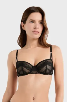 Женский черный бюстгальтер-балконет EXCEPTION Черный 75B Etam 6557584