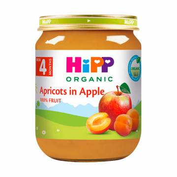 Детское фруктовое пюре HIPP Абрикосы в яблоках, от 4 месяцев, 125 г Детское фруктовое пюре HIPP Абрикосы в яблоках, от 4 месяцев, 125 г