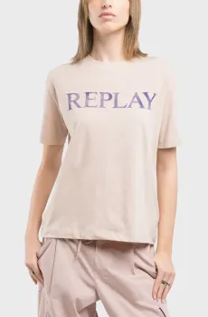 Женская пудровая футболка Розовый S Replay W3379B.000.20994