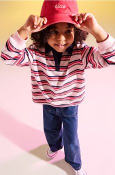 Бавовняна Смугаста Поло-Сорочка з Довгим Рукавом - різнобарвний