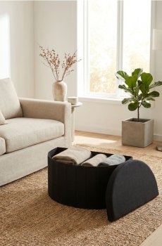 Пуф із функцією зберігання - чорний