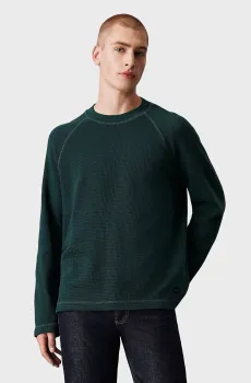 Мужской зеленый лонгслив WASHED WOVEN LABEL WAFFLE RAGLAN Зеленый L Calvin Klein Jeans J30J326450
