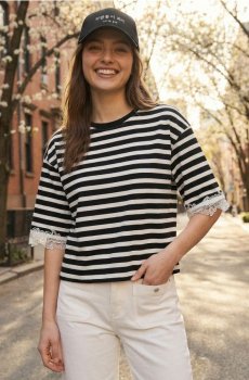 Смугаста бавовняна блузка - різнобарвний