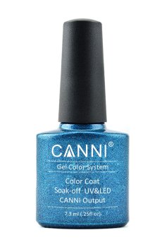 Уценка! Гель-лак для ногтей Canni Gel Color System Color Coat Soak-off UV&LED 221 Темно-голубой с мелкими блестками, 7.3 мл