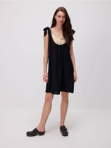 Reserved - Пляжна накидка з домішкою льону - чорний - 234CP-99X Reserved - Пляжна накидка з домішкою льону - чорний - 234CP-99X