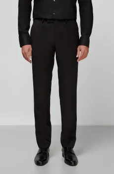 Мужские черные шерстяные брюки Черный 54 BOSS 50318825;001